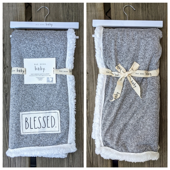 Rae Dunn Other Rae Dunn Knit Sherpa Baby Blanket Nwt Poshmark